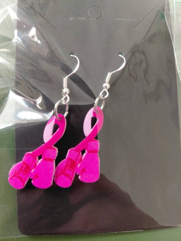 Pink Boxing Gloves - Breast Cancer Fighter Earrings