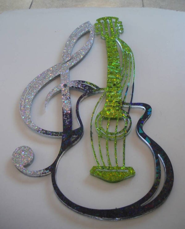 Violon et clé de sol déco en résine époxy
