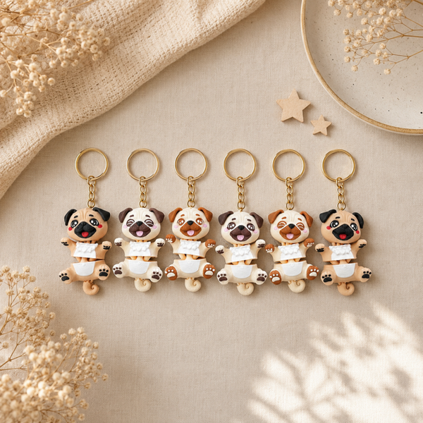 🐾 Fluffy Tails Pug – Schattig, Beweegbaar & Vol Karakter