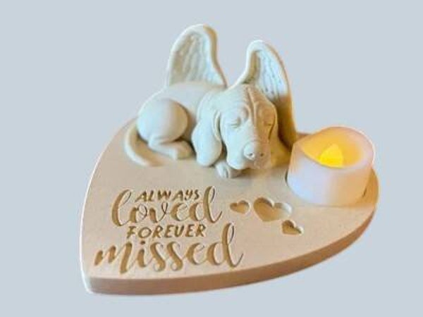 🐾 3D Herdenkingsbeeldje Basset Hound – Always Loved, Forever Missed