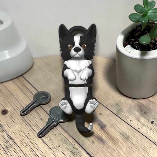 Border Collie Sleutelhanger Staande Oren