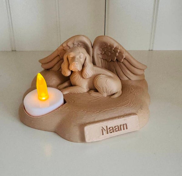🤎 Herdenkingsbeeldje Cocker Spaniel – Gepersonaliseerd met Naam