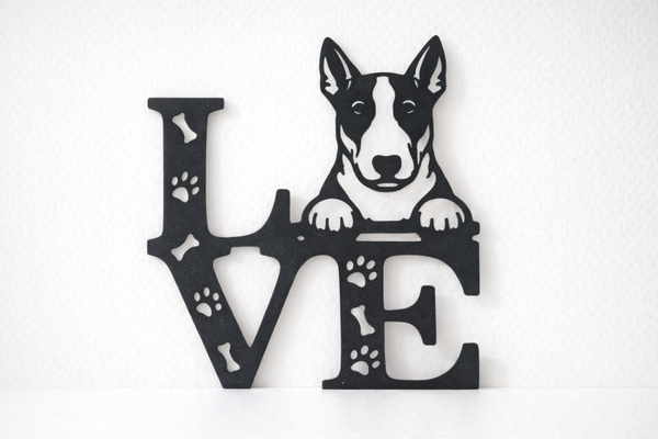 Bull Terrier LOVE – 3D‑Print Muurdecoratie