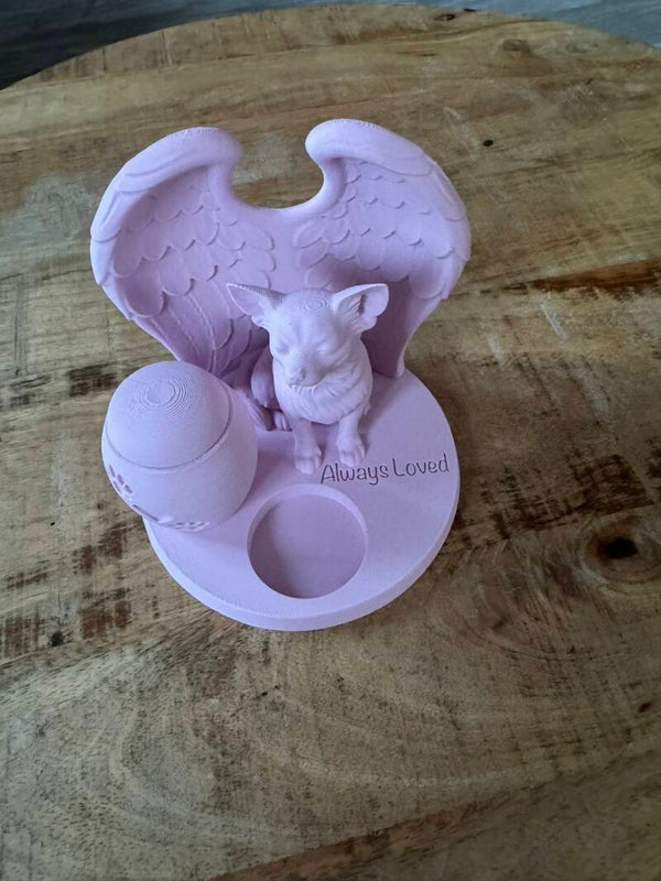 🐾 3D Herdenkingsbeeldje Chihuahua met Urn – Always Loved