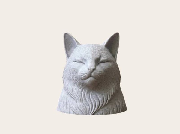Herdenkingsbeeldje Kat Buste met Urn – Liefdevol & Tijdloos