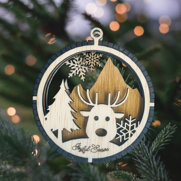 Lasergesneden Houten kerstballen