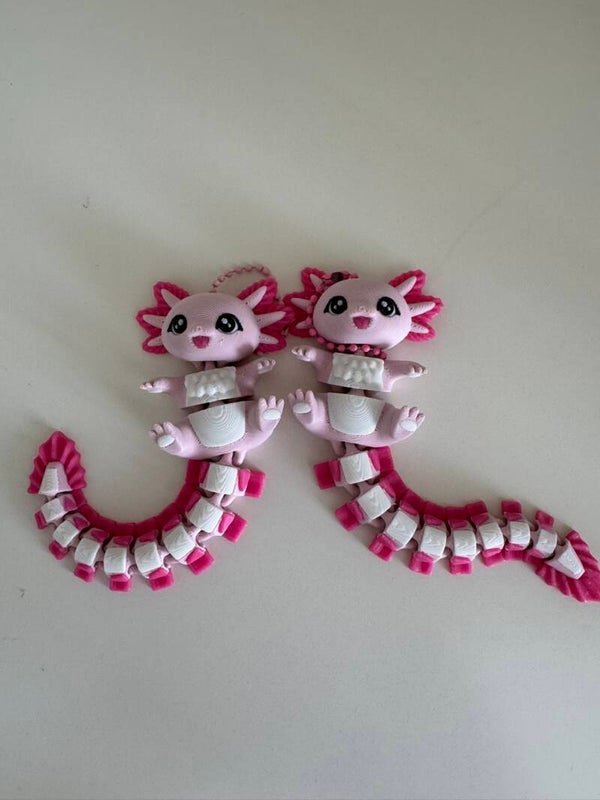 Flexi Axolotl Sleutel/Tas hanger – Klein, Beweegbaar & Onweerstaanbaar Schattig