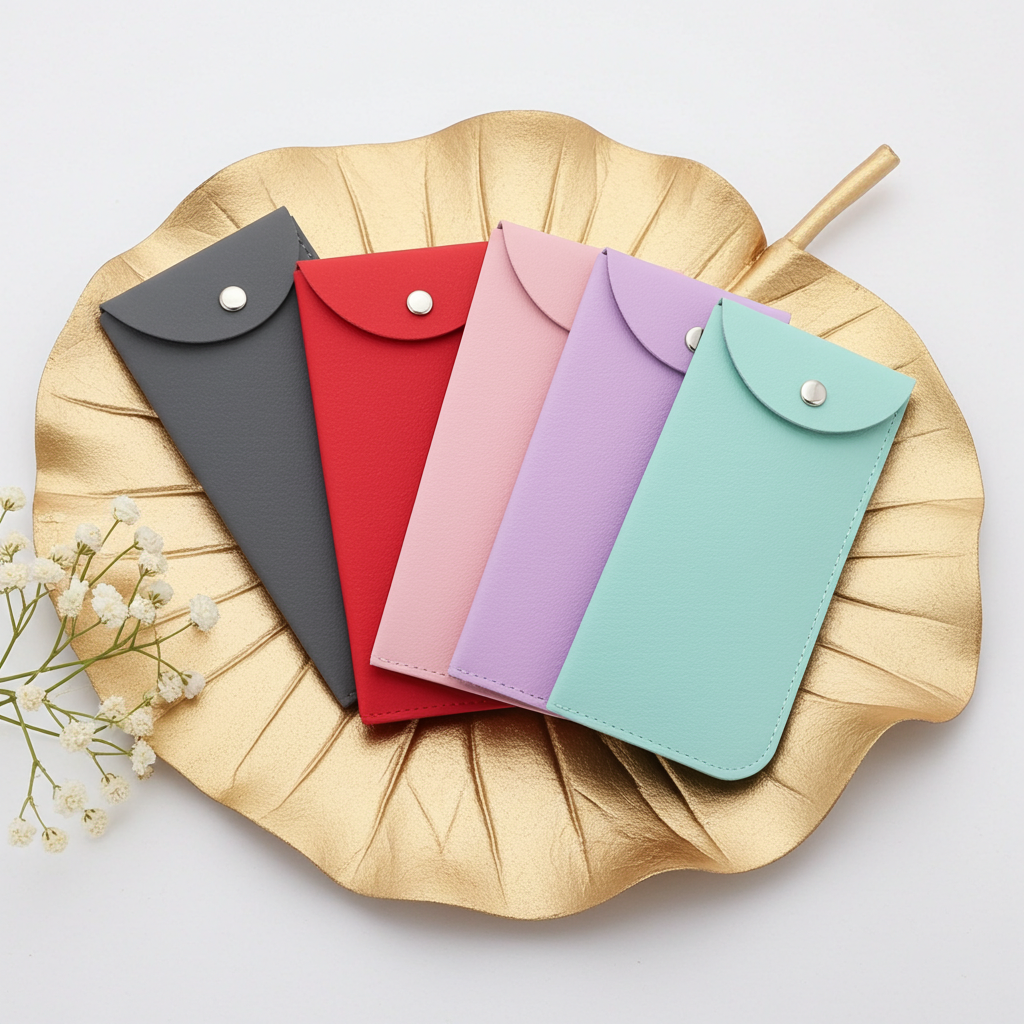 Brillenkoker met naam | Lederlook & drukknoop