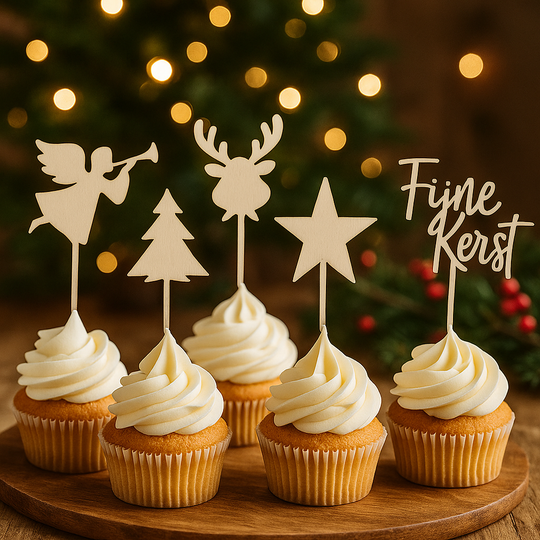 Caketoppers Kerst | 5 stuks