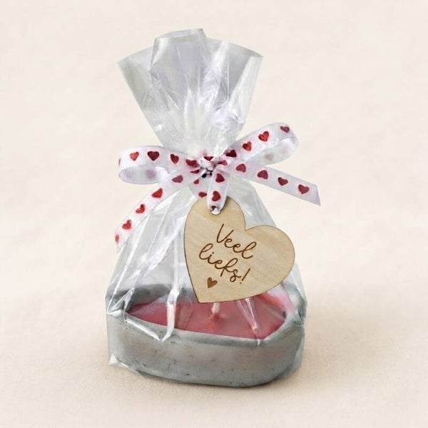 Hart kaars | Met gepersonaliseerd houten label