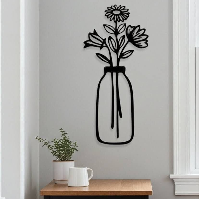Stijlvolle houten wanddecoratie met bloemen en planten,  perfect voor ieder interieur. Natuurlijke muurdecoratie van hout voor een warme en sfeervolle uitstraling