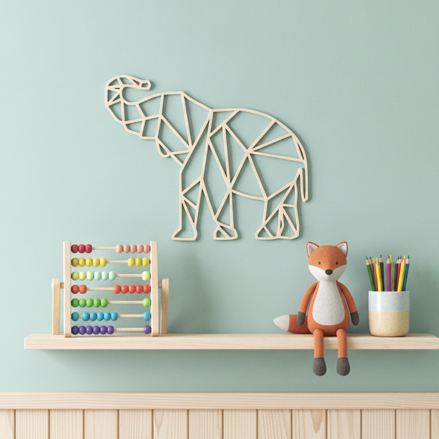 Wanddecoratie hout kinderkamer | Olifant (staand)
