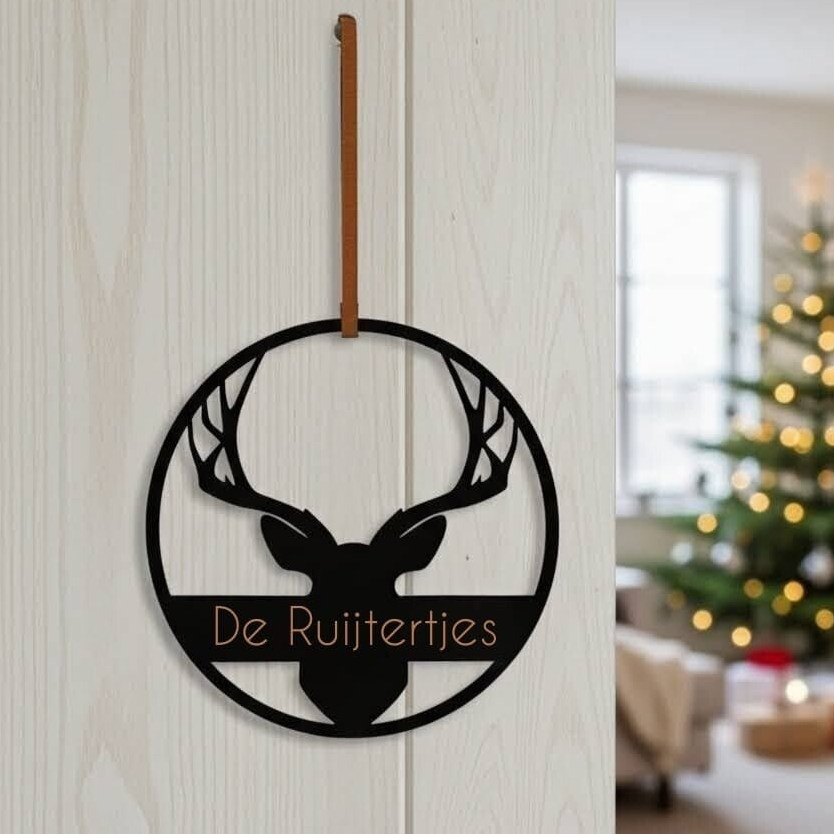 Muurcirkel Kerst | Rendier met naam