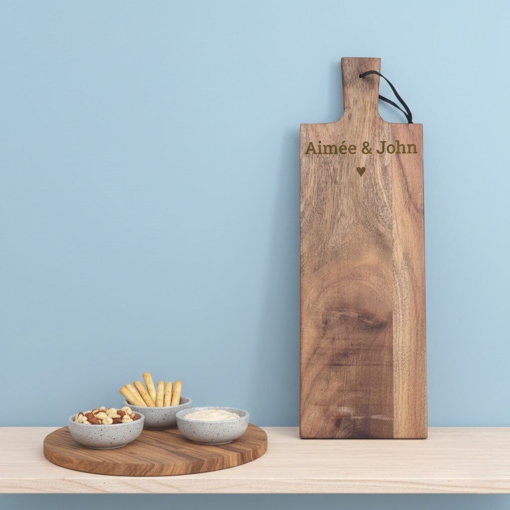 Borrelplank XL Acacia | Tekst naar keuze