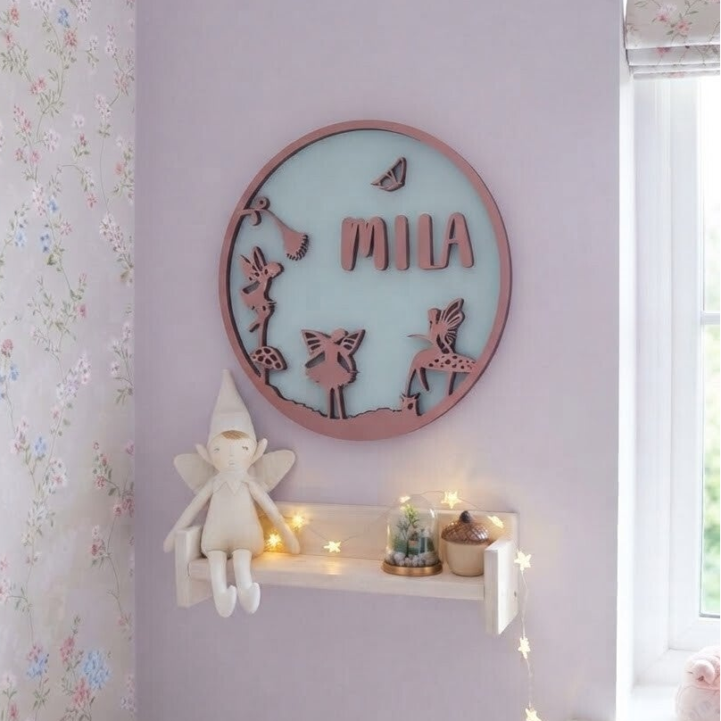 Naambordje Elfje | Rond met 3D-effect