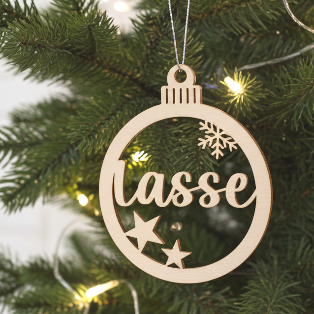 Kerstbal met naam | Hout