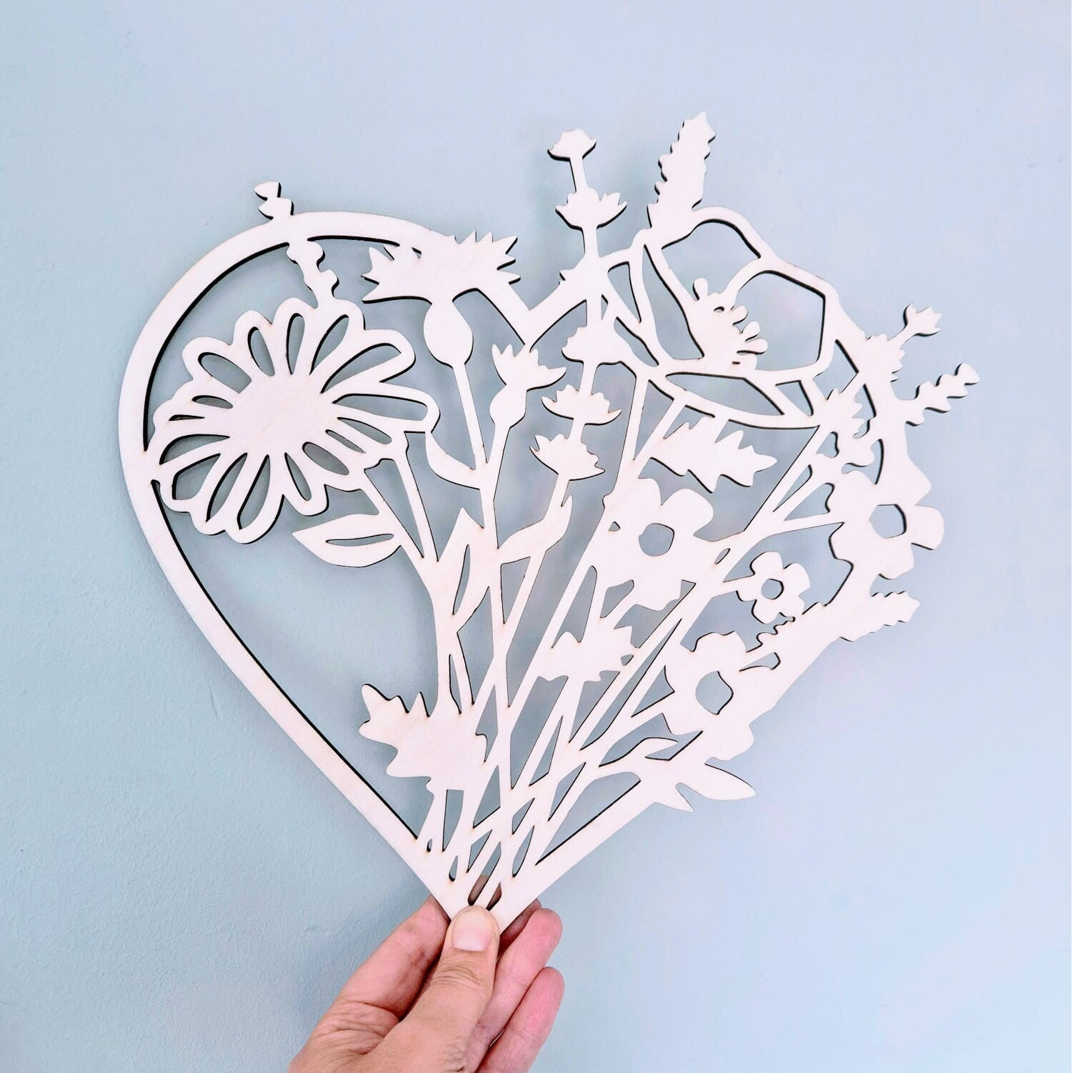 Wanddecoratie hout | Bloemenhart kinderkamer