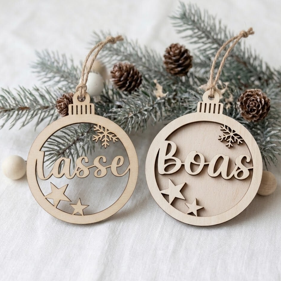 Kerstbal met naam | Hout
