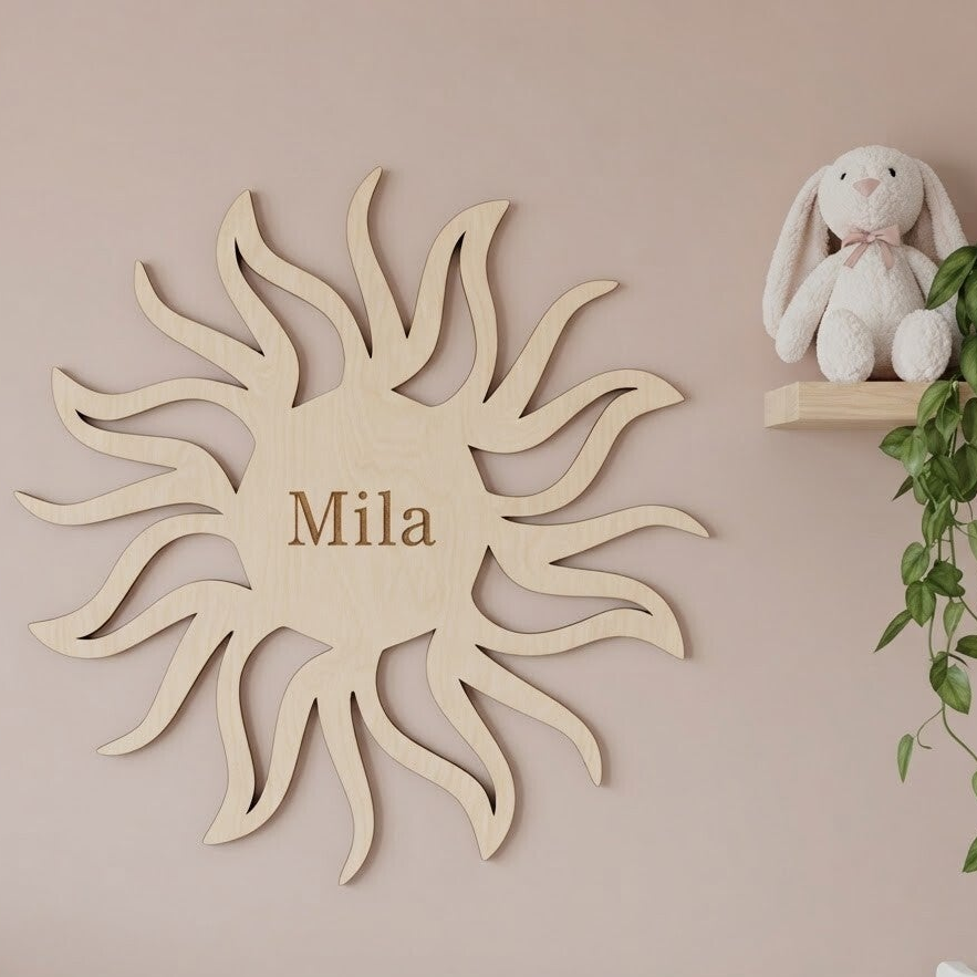 Naambord | Houten zon