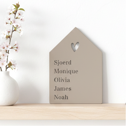 Houten decoratie huisjes met  tekst, perfect als brievenbus cadeau voor een gezin, verjaardag, of housewarming