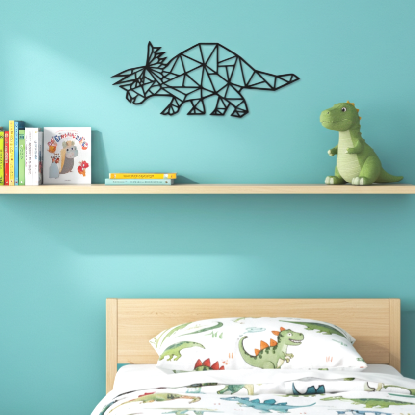 Wanddecoratie hout | Dinosaurus Triceratops