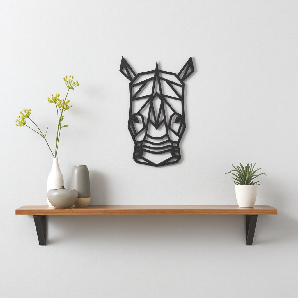 Wanddecoratie hout | Neushoorn