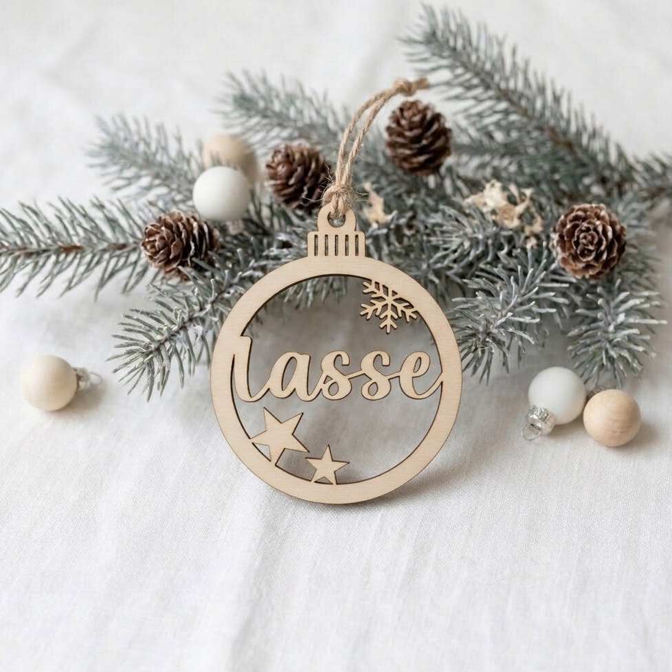 Kerstbal met naam | Hout