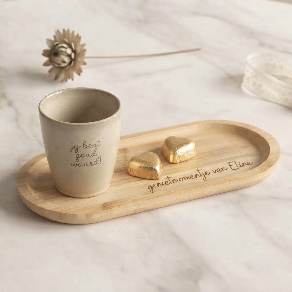 Serveerplankje voor koffie & thee | Gepersonaliseerd