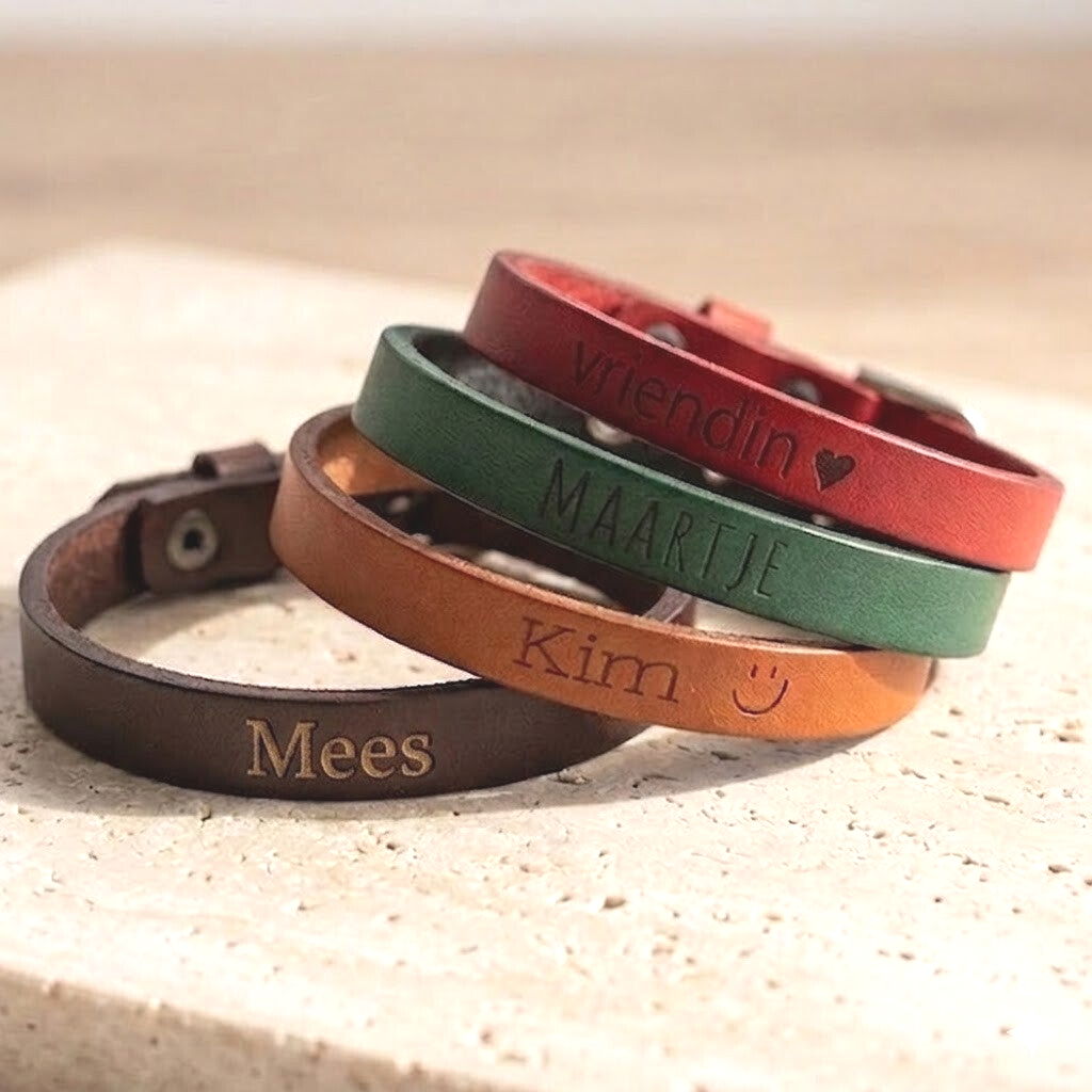 Armband met naam | Leer & Gesp