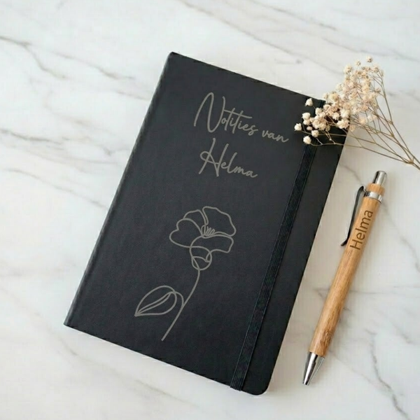 Gepersonaliseerd notitieboek A5 met  pen | Cadeauset