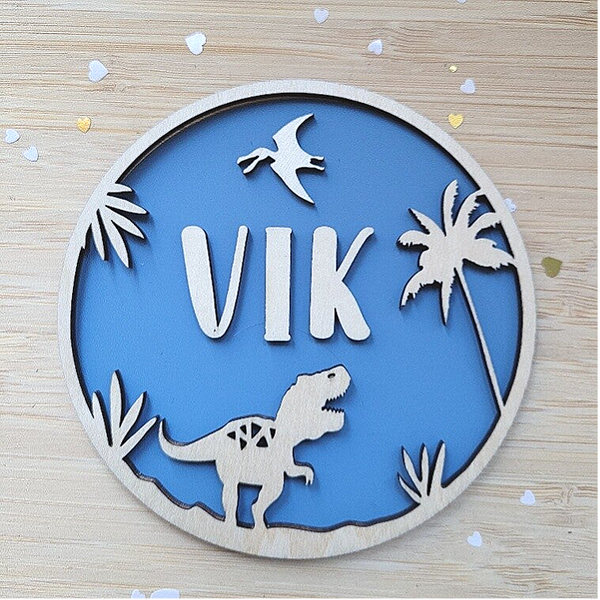 Naambordje Dino | Met 3D-effect #1