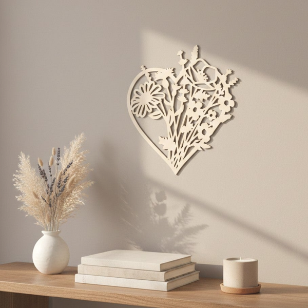Wanddecoratie hout | Bloemenhart