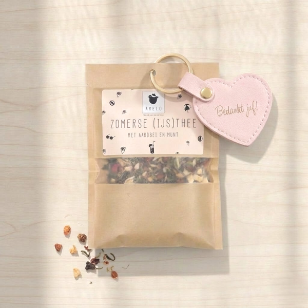 Giftset thee met sleutelhanger | Cadeau voor juf en meester
