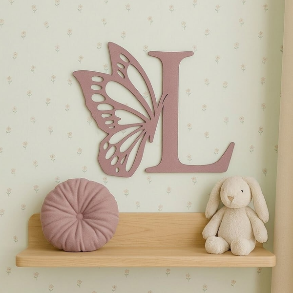 Houten letters vlinder | Wanddecoratie kinderkamer