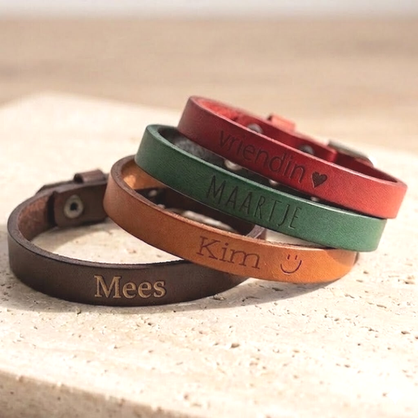 Armband met naam | Leer & Gesp
