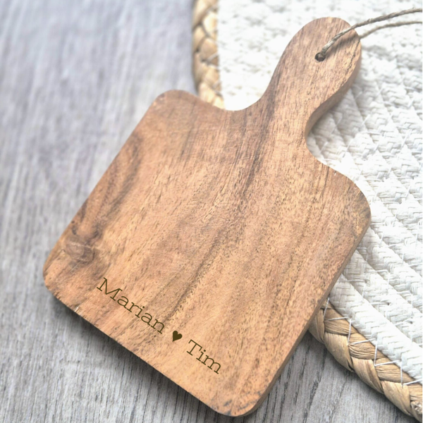 Houten onderzetter met eigen tekst