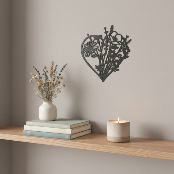 Wanddecoratie hout | Bloemenhart