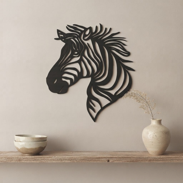 Wanddecoratie hout | Lijntekening Zebra