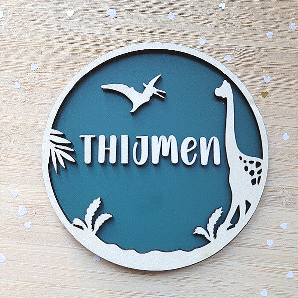 Naambordje Dino | Met 3D-effect  #2