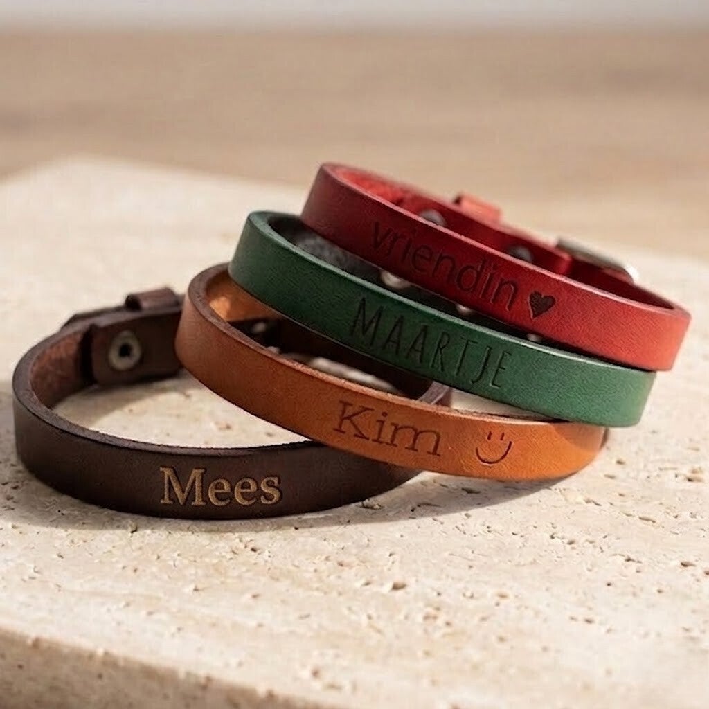 Armband met naam | Leer & Gesp