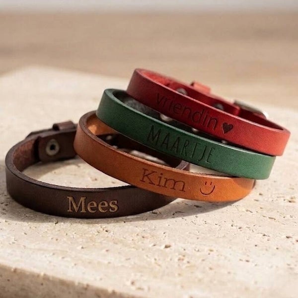 Armband met naam | Leer & Gesp