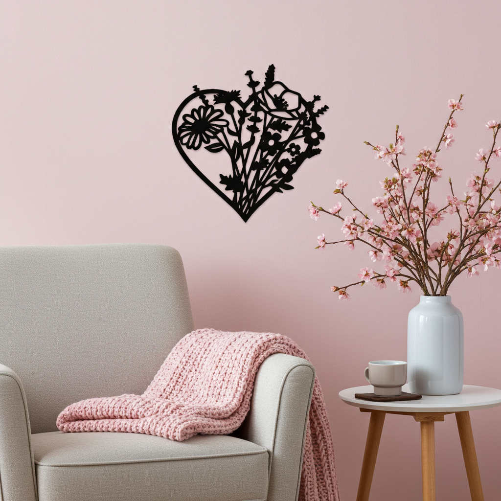 Wanddecoratie hout | Bloemenhart