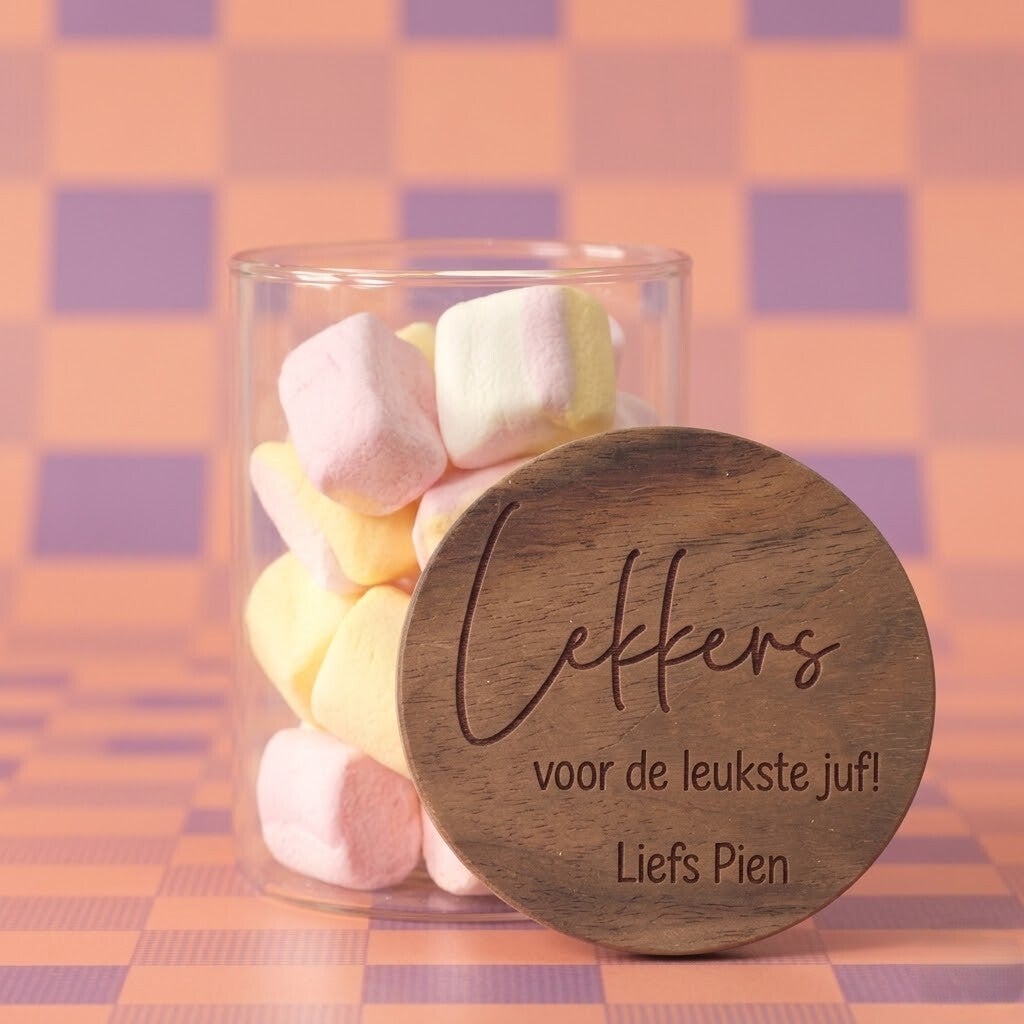 Snoeppot met tekst