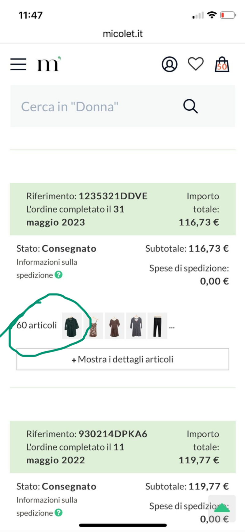 micolet, come comprare online, carrello ecommerce