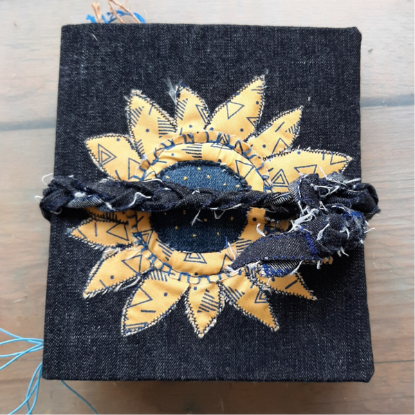 Handgemaakt artjournal zonnebloem