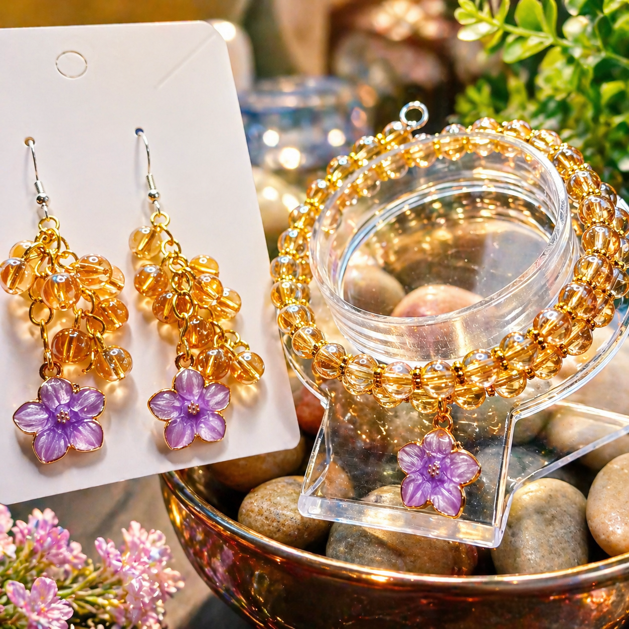 Golden Lilac Charm Set
