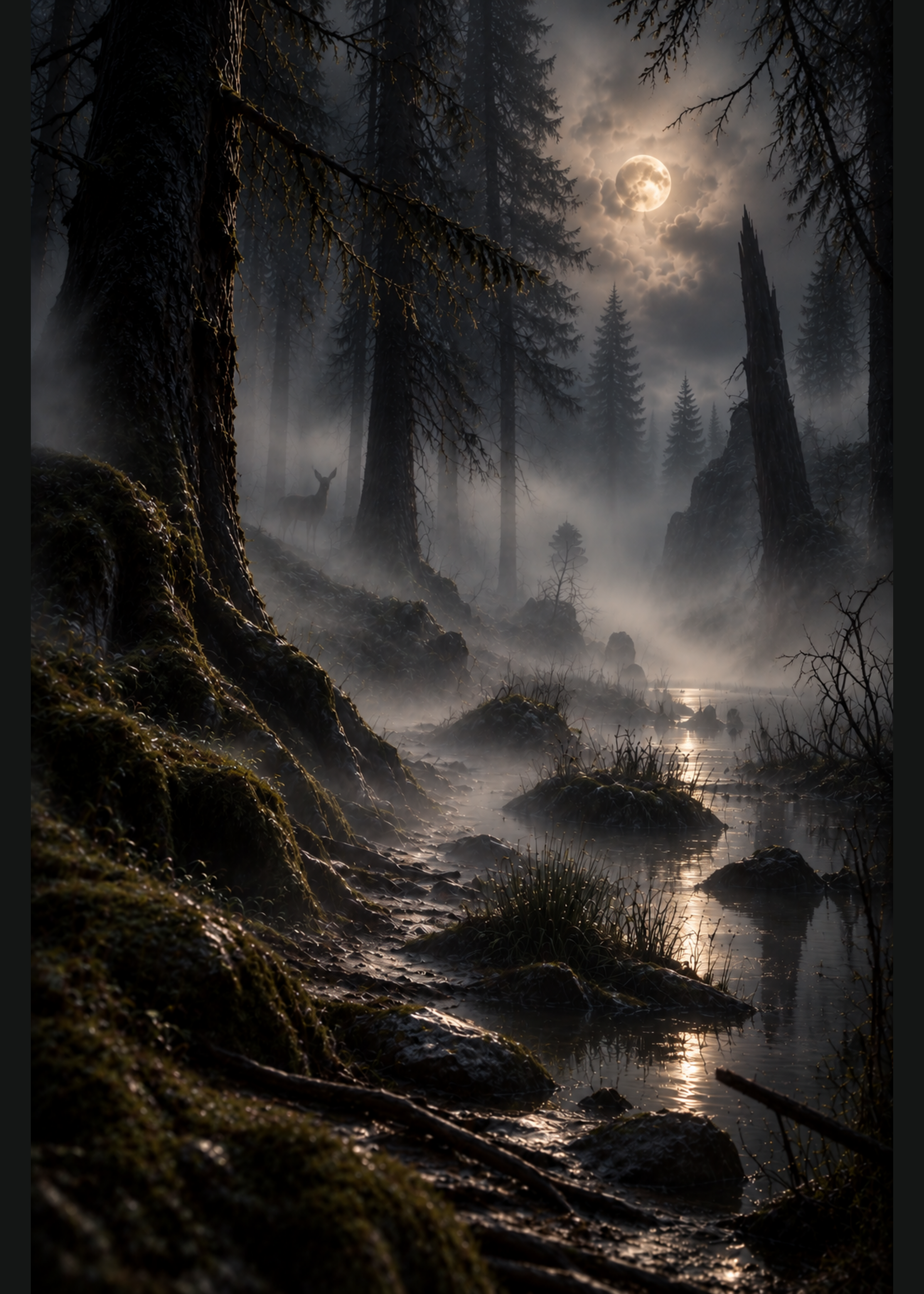 Pohjolan Varjot –KUU Taidejuliste 50 × 70 cm