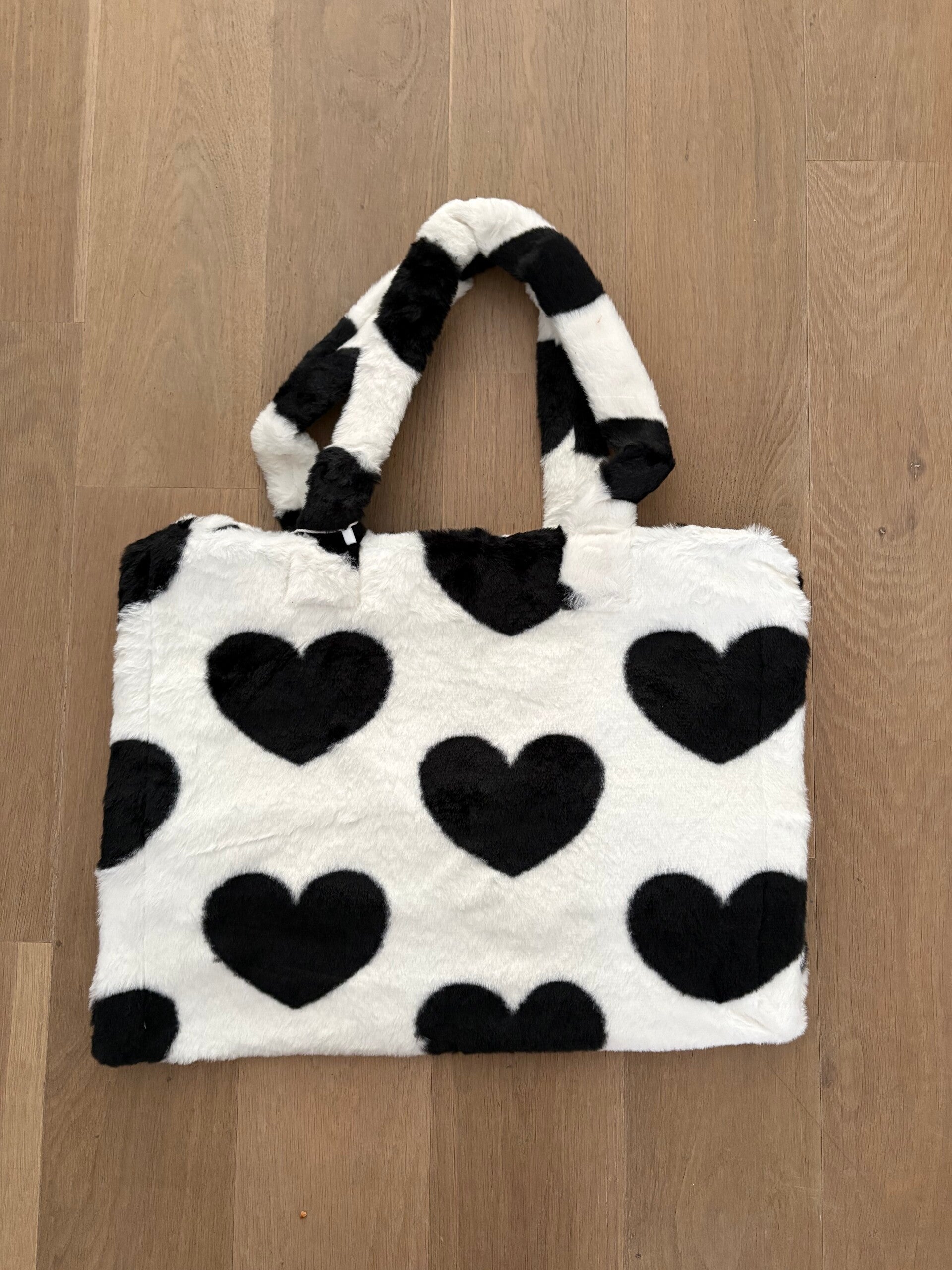 Fluffy tas Hartjes Off White