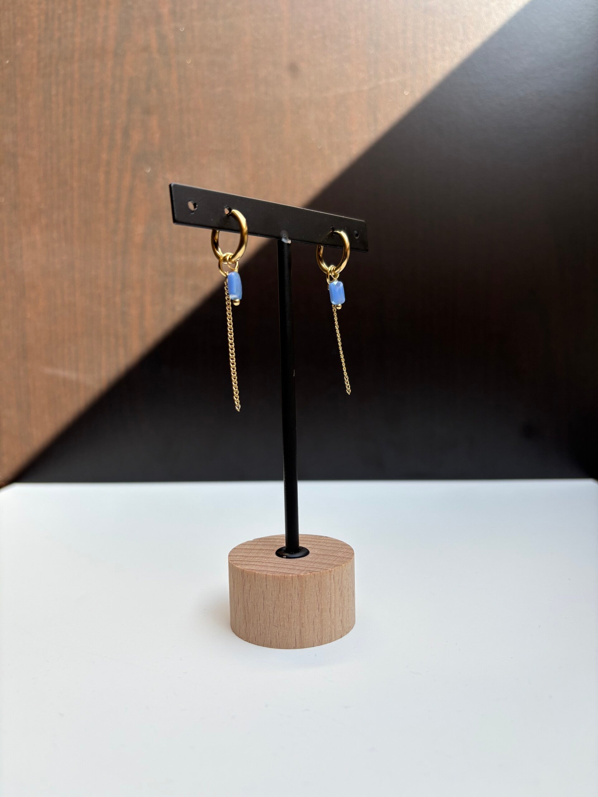 Oorbellen Parel Blauw