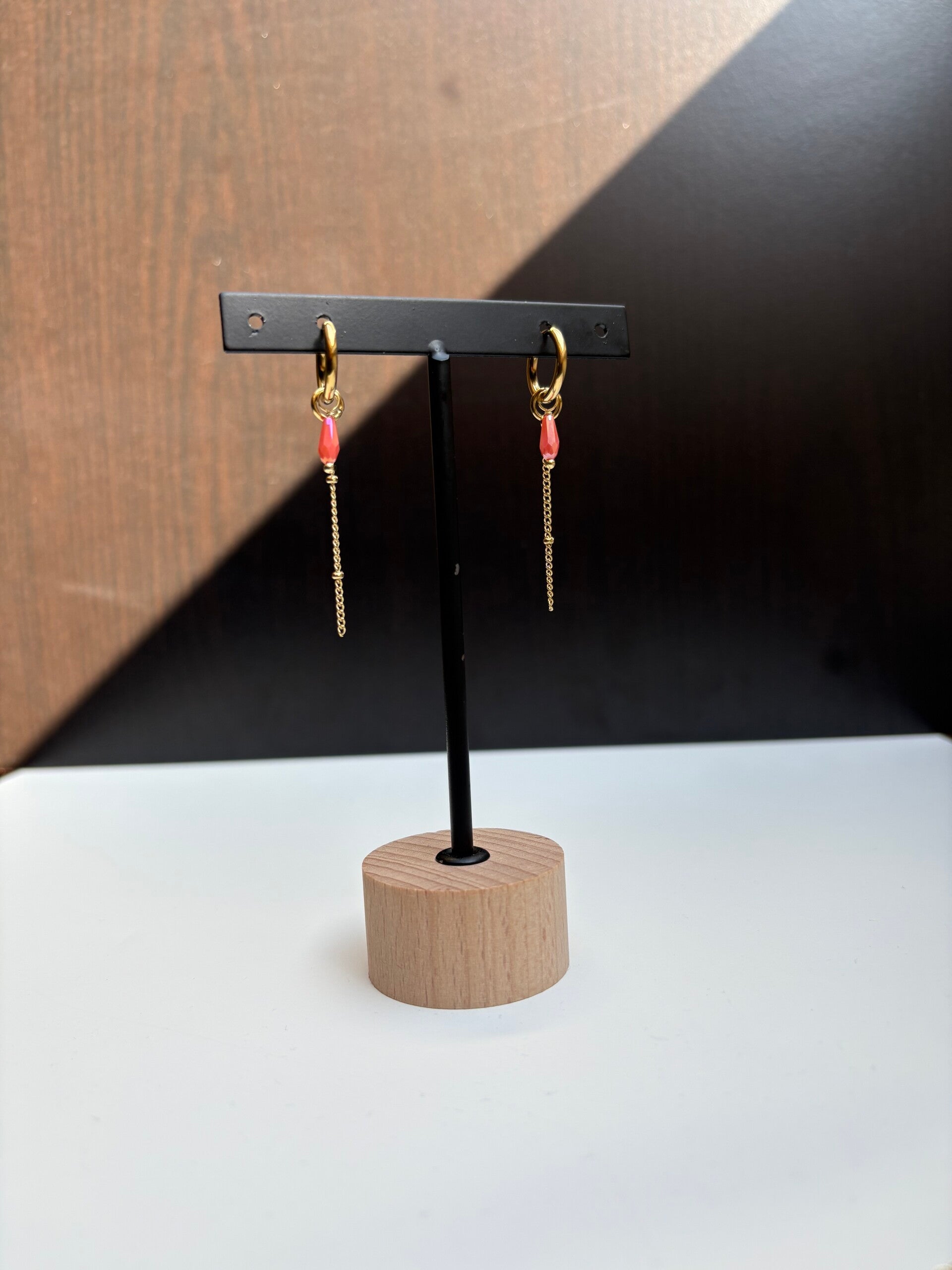 Oorbellen Parel Rood/Roze